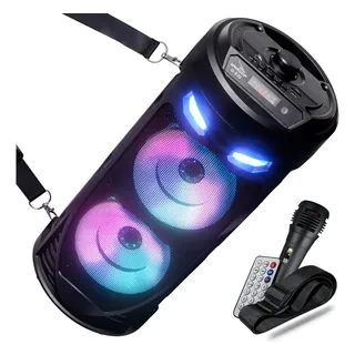 Caixa De Som Bluetooth Rgb Rádio Fm Microfone Aux P2 Sd Usb