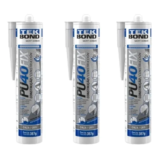 Adesivo Cola Selante Pu 40 Fix Tek Bond-cinza ( 3 Unidades)