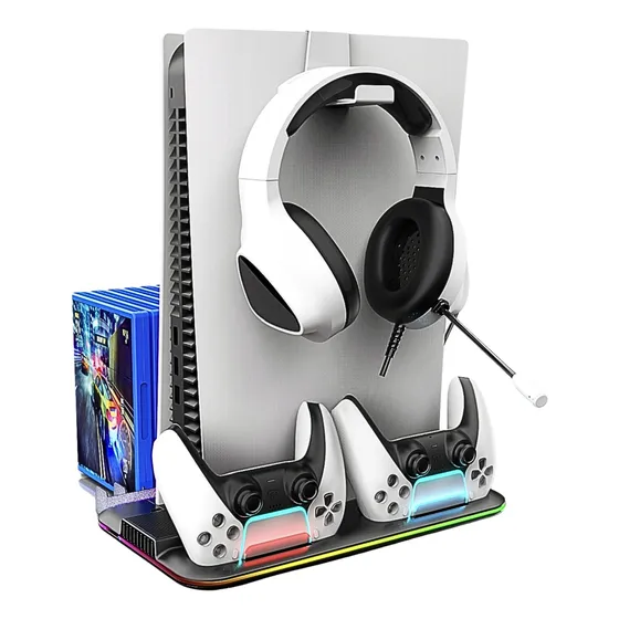 Base De Apoyo + Carga Joystick + Cooler + Rgb+ Para Sony Ps5