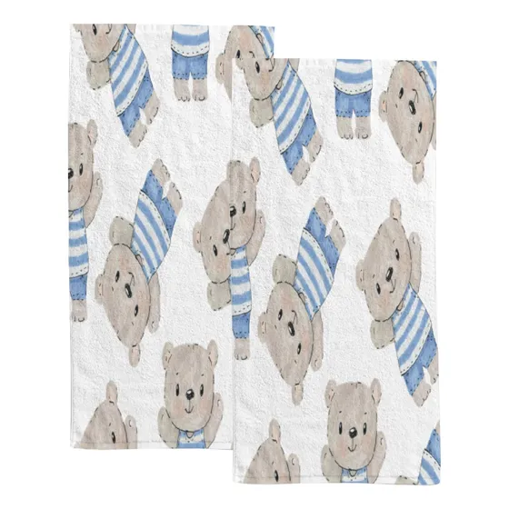 2 Toalla Baño Mano Para Ducha Diseño Oso Dibujo Agua X