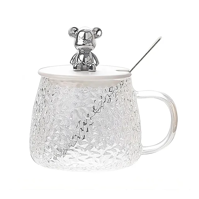Taza De Vidrio Borosilicato Labrado Detalle Osito 400 Ml