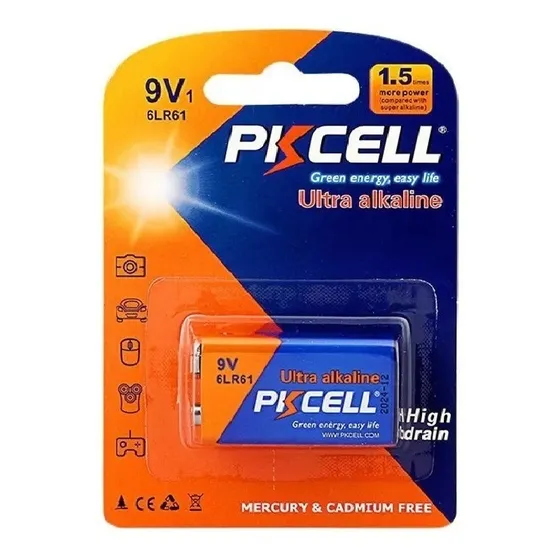 Pila Ultra Alkalina Bateria 9v 6lr61 Pkcell Alta Calidad