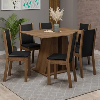 Sala Jantar Mesa Tampo Madeira 6 Cadeiras Wendy Madesa Rp Cor Rustic/sintético Preto Mdja0601577kpt Sala Jantar Mesa Tampo Madeira 6 Cadeiras Wendy Madesa Rp Cor Rustic/sintético Preto Mdja0601577kpt