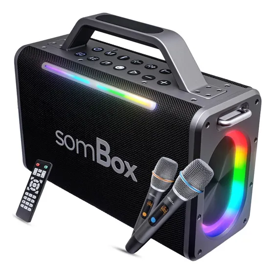Caixa De Som Potente 200w Rms Sem Fio Cor Preto Bluetooth