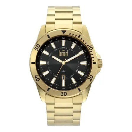 Relógio Analógico Berlim Masculino Dourado E Preto Dumont Dourado Preto