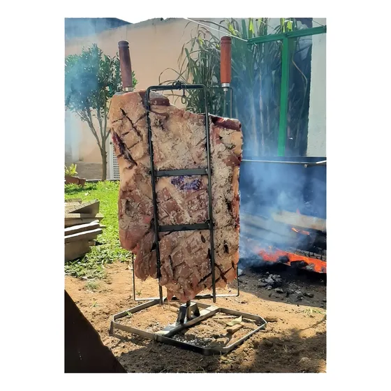 Espeto Grelha Costela Churrasco Natural + Base Giratória