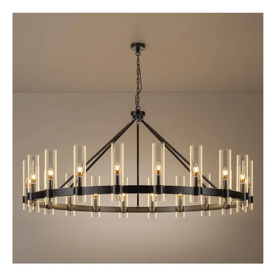 Candelabro 20 Luz Negro Rueda Carro Moderna Casa Campo 60 