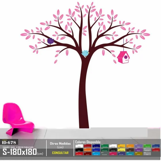 Vinilos Decorativos Arbol Con Casa De Pajaros Stickers 2