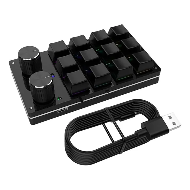 Mini Teclado Personalizado Para Copiar Y Pegar Accesos Negro