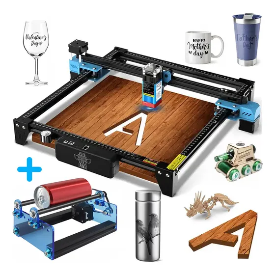 Máquina cortadora y grabadora láser Two Trees TTS 5.5W Pro+rolo Rotativo 127V