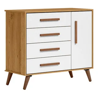 CĂŽmoda Encanto 1 Porta 4 Gavetas FreijĂł/branco Acetinado - Cor Bege CĂŽmoda Encanto 1 Porta 4 Gavetas FreijĂł/branco Acetinado - Cor Bege