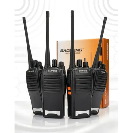 Kit 4 Rádio Comunicador Baofeng Walkie Talkie Bf-777s Profissional 16 Canais 16ch 5w Longo Alcance Até 12km Preto - Marca Hardline 127/220v