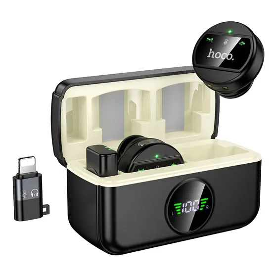 Microfono Solapero Profesional Inalambrico 2 En 1 Estuche Negro