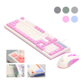 Teclado Mecânico Com Fio Conjunto De Mouse Luz De Fundo Rgb Teclado Mecânico Com Fio Conjunto De Mouse Luz De Fundo Rgb