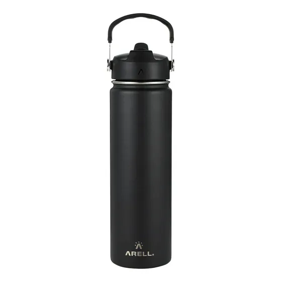Garrafa Termica Straw Academia Bike Isolada A Vácuo 650ml Cor Preto