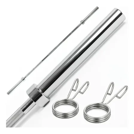 Barra Olímpica Profesional 2.2 m de Largo 20 kg Acero Sólido con Topes para Discos - Soporta 600 KG - Ideal para Gimnasio, Crossfit, Halterofilia y Entrenamiento de Fuerza en Casa o Gym