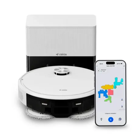 Robô Aspirador Velds V50 Pro, Base Autolimpante Mop Duplo Giratório 10000pa Mapeamento Avançado, 220V