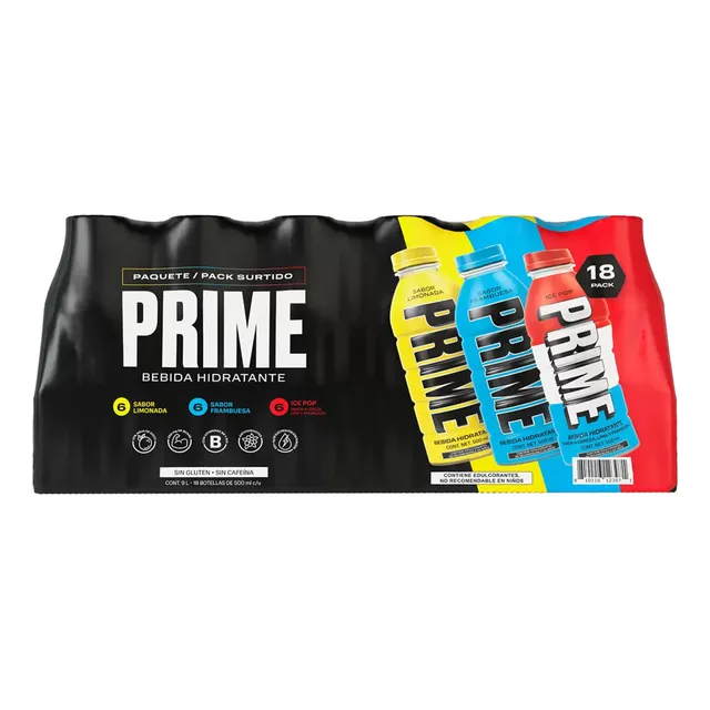 Prime Bebida Hidratante Electrolitos 18 Pzs De 500 Ml