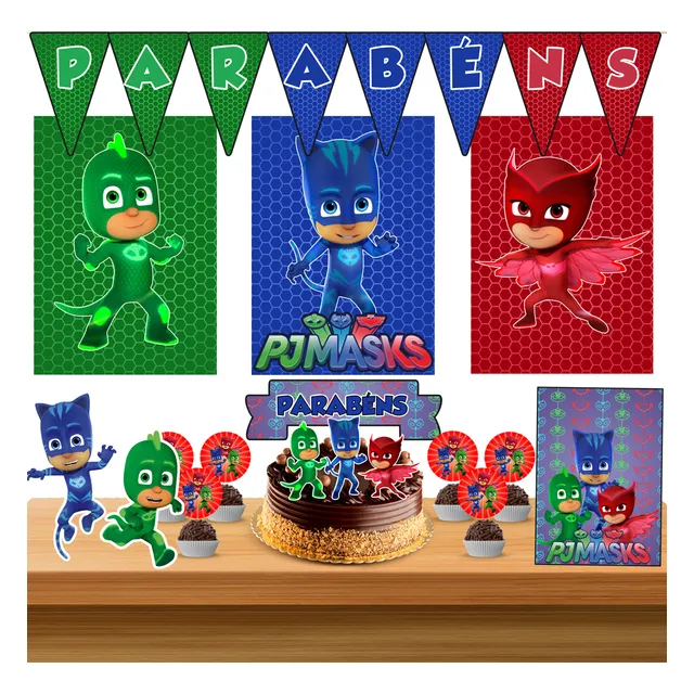 Kit Festa Pj Masks -só Um Bolinho 35pçs