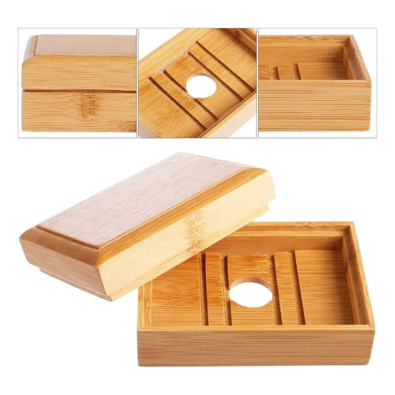  Jabonera De Bambú Bamboo Caja Madera Club Baño Gimnasio 