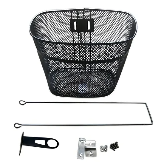 Cesta Para Bike Aro 26 Oval Aco Preta Com Suporte
