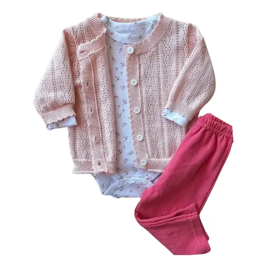 Conjunto Algodon Hilo Bebe 0 A 3 Meses Rosa 0 A 3 Meses