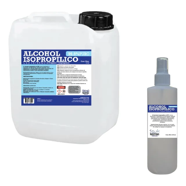 Alcohol Isopropílico 99% Paquete 5 Lt + Spray 120 Ml