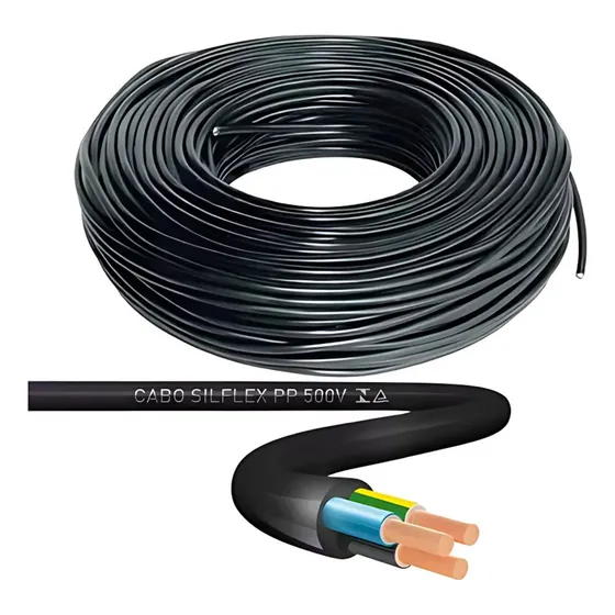 Fio Cabo Pp 3 X 1,5mm Rolo Com 100 Metros Sil Cobertura Preto