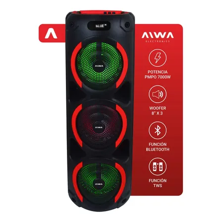 Parlante Aw-t381 Torre Bluetooth Negro 8'x3 Potente 7000 PMPO