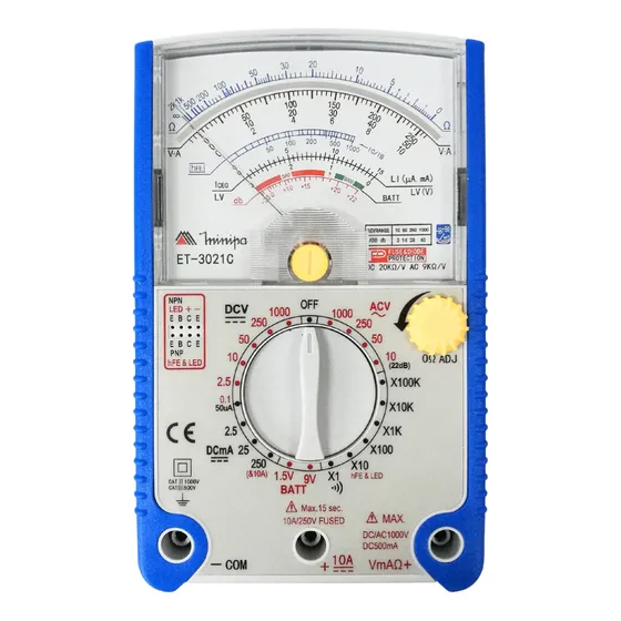 Multímetro Analógico Hfe Beep 1000v Et-3021c Original Minipa