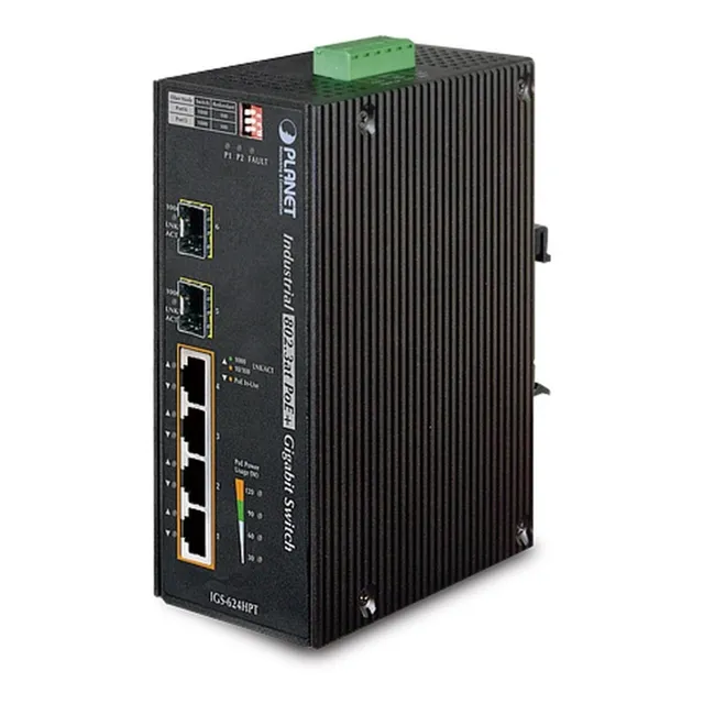 Switch Industrial 4 Puertos Highpoe 1000t 2 Sfp Igs-624hpt