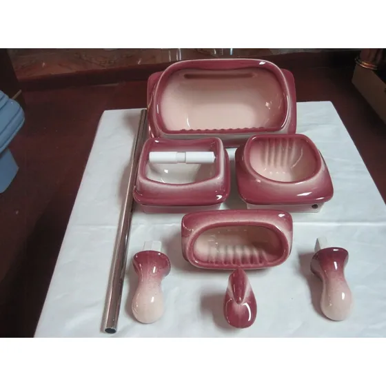 Accesorios Baño Cerámica P/empotrar Rosado Difuminad 6 Pzas.