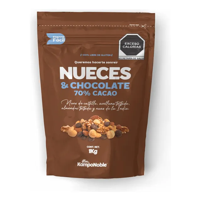 Premium Mix Nueces & Chocolate 70% Cacao 1kg Kamponoble