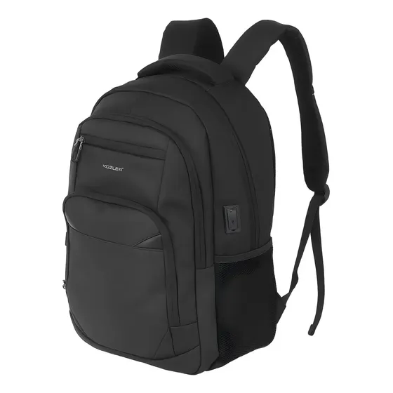 Mochila Laptop 15.6 Bolsillo Antirobo Cargador Negro Kuzler Diseño De La Tela Liso | Cuotas sin interés
