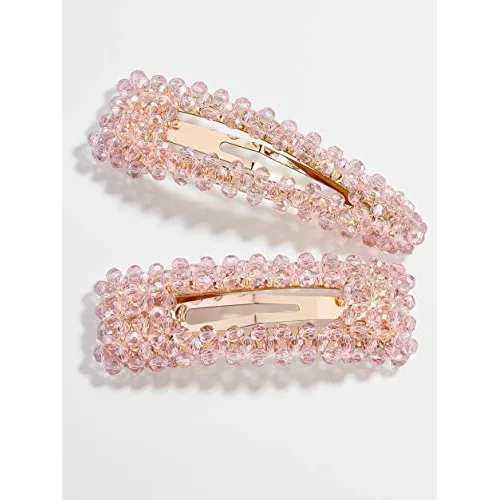 Pink Crystal Facet Pearl Hair Clip For Women Girls 5tsl4