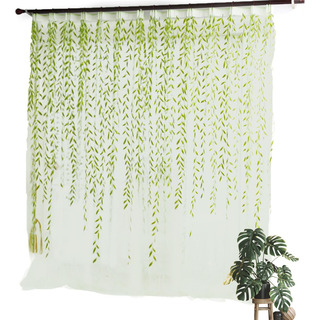 Cortinas De Hojas Transparentes Verdes Cortinas De Gasa De S Cortinas De Hojas Transparentes Verdes Cortinas De Gasa De S