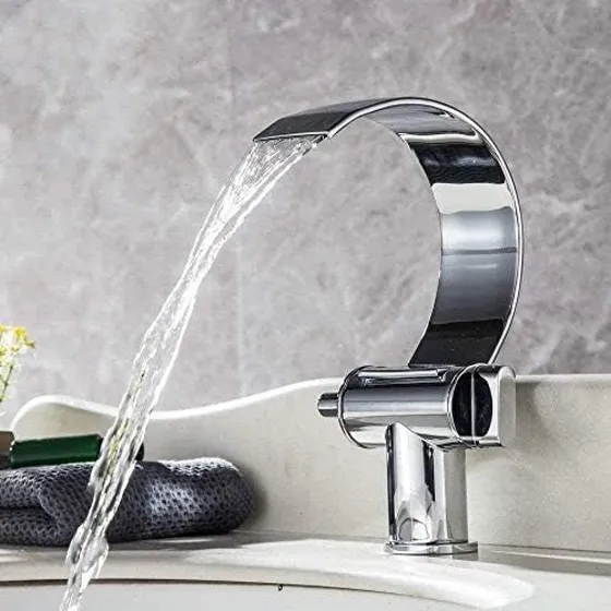 Grifo Cascada Lavabo Baño Monomando Tratamiento Cromado Agua