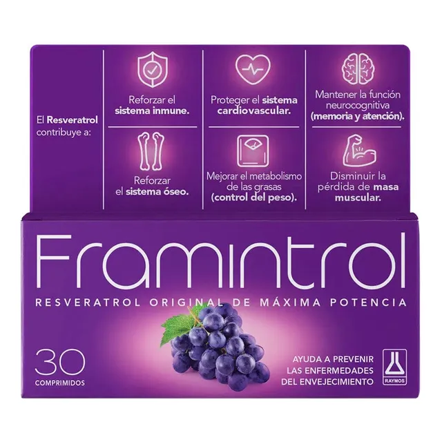 Framintrol X 30comp Resveratrol Suizo Antioxidante Original