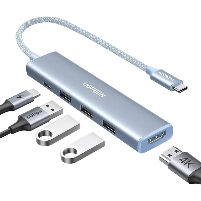 Ugreen Hub Usb-c 5 En 1 Color Azul