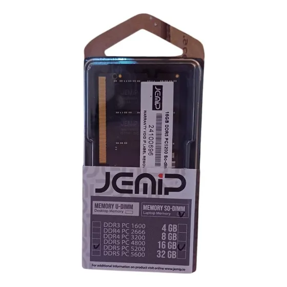 Memoria Ram Para Laptop Jemip 16gb Ddr5 5200mhz Sodimm