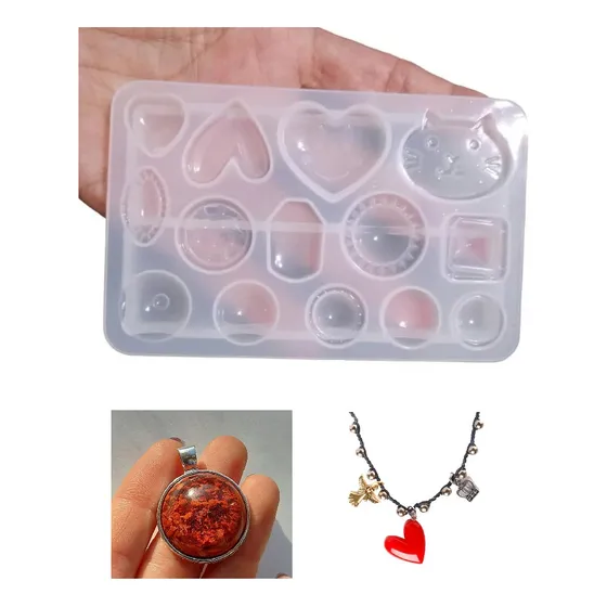 Molde De Silicón Gemas Corazones Semi Esfera Resina Fondant 