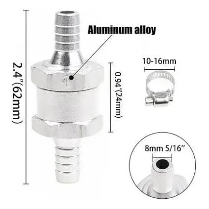 Valvula Check 8mm 5/16 Gasolina Antiretorno Vehículo Y Otros