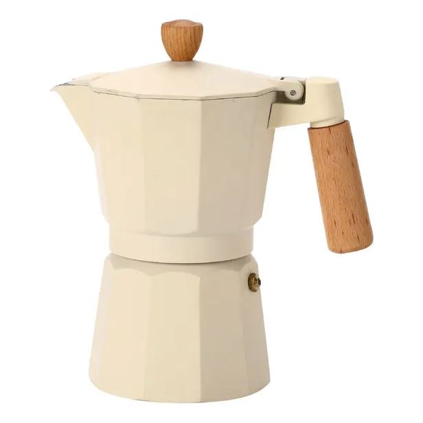Cafetera Moka Italiana 3 Tazas - 150ml Elegante Color Crema