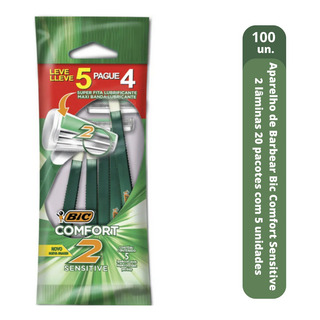 Aparelho De Barbear Bic 2 Lâminas C/ Fita Lubrif Kit 100 Un. Aparelho De Barbear Bic 2 Lâminas C/ Fita Lubrif Kit 100 Un.