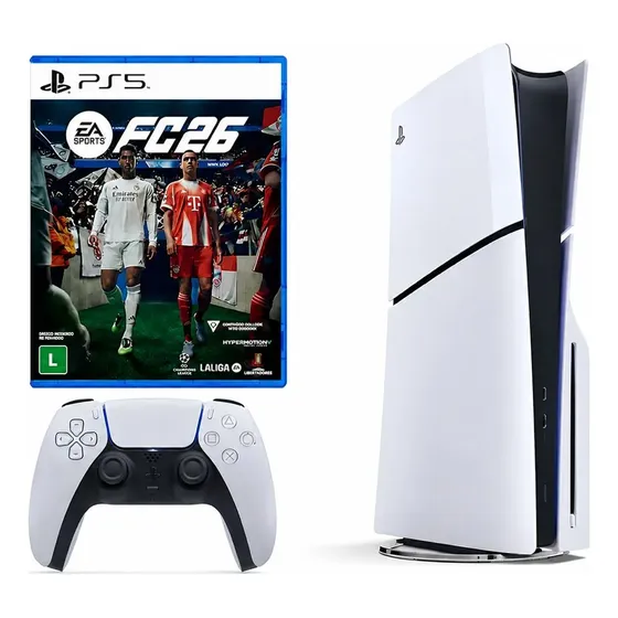 Playstation Ps5 Slim Disc de 1 TB, pacote Fortnite, console branco