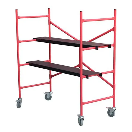 Andamio Portátil ByP Plegable De Acero Con Ruedas AND0001 Color Rojo