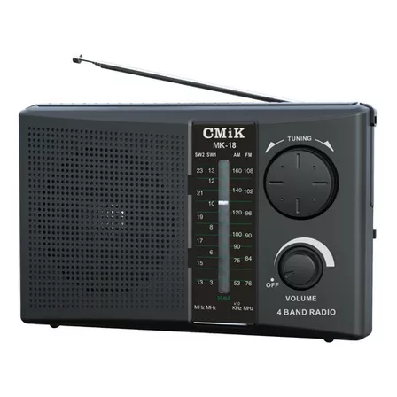 Radio Portatil Am Fm Pilas Y 220v Portable MK-18 Color Negro