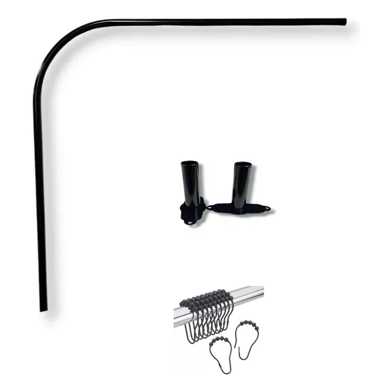 Caño Curvo Ducha Baño 0,75 X 0,75 + Sop + Ganchos Roller