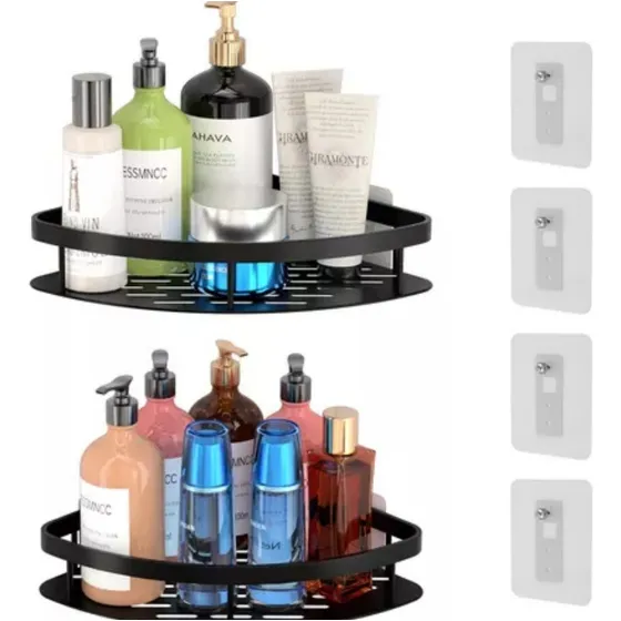 Esquinero Organizador Ducha Baño Estante Color Negro