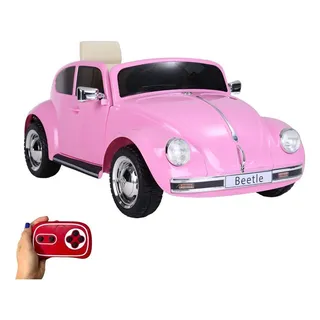 Mini Carro Elétrico Fusca Beetle Controle Remoto Som Rosa Mini Carro Elétrico Fusca Beetle Controle Remoto Som Rosa
